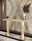 castro-lighting-streamline-console-gold-brass-beige-marble-art-deco-interior-design