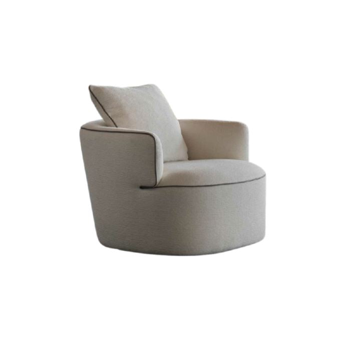 Gray swivel chair with a pillow on a white background