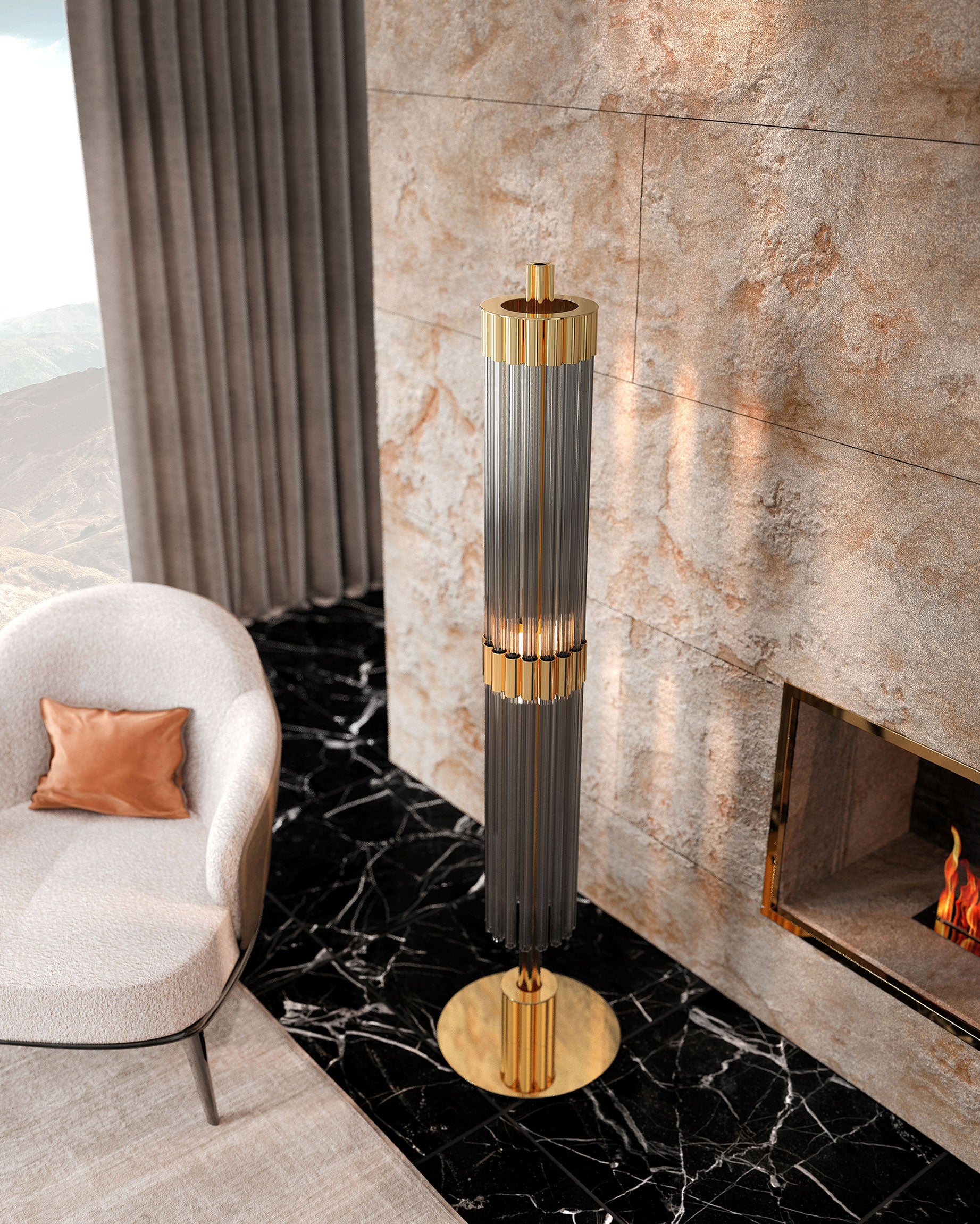 Castro-Lighting-Luxury-Decor-Fireplace-Arcade-Floor-Lamp-Gold-Black-Pink-Close-View